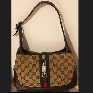 Gucci Red Green Brown Canvas Monogram Bag